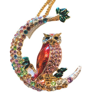 Betsey Johnson Retired Owl Moon Necklace NWT Y2K Whimsygoth Fairycore Bird Goth